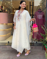 EXCLUSIVE DESIGNER HEAVY COTTON WITH EMBROIDERY MIRROR WORK SUIT